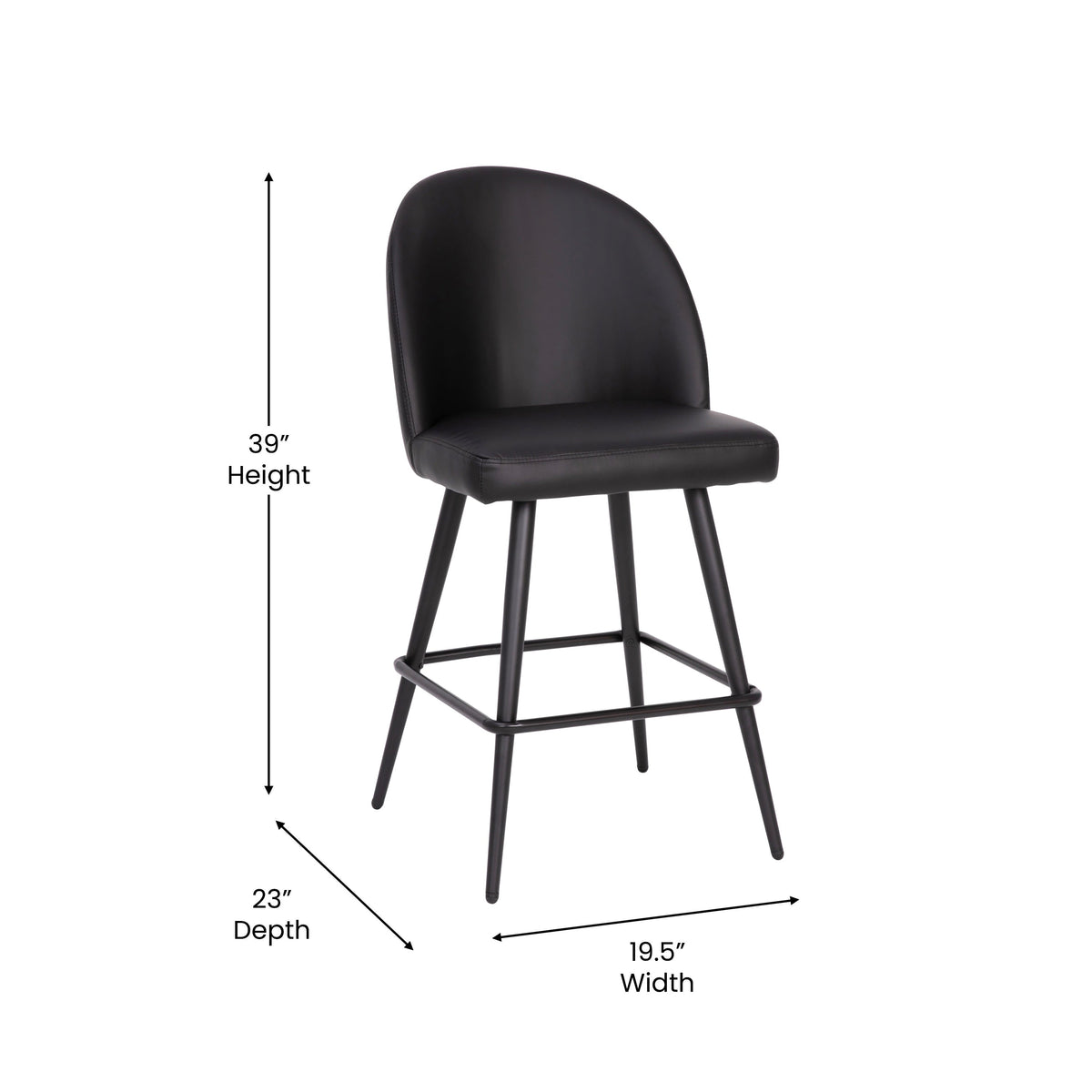 Black LeatherSoft |#| Commercial Grade 26inch Armless Stools with Contoured Backs in Black LeatherSoft