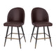 Brown LeatherSoft |#| Commercial Grade 26inch Armless Stools with Contoured Backs in Brown LeatherSoft
