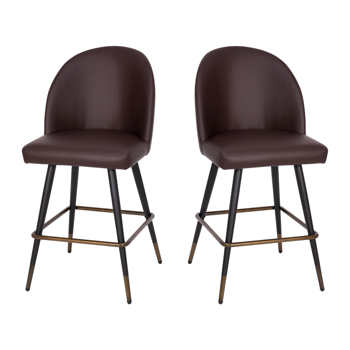 Brown LeatherSoft |#| Commercial Grade 26inch Armless Stools with Contoured Backs in Brown LeatherSoft