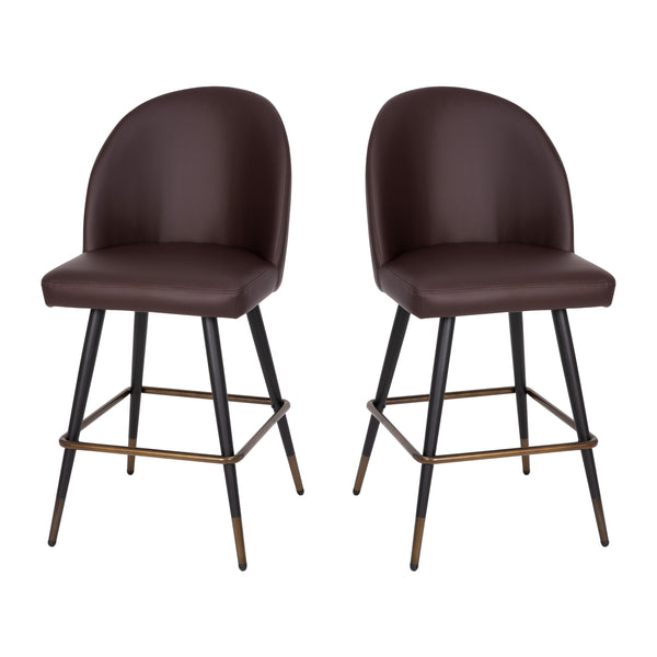 Brown LeatherSoft |#| Commercial Grade 26inch Armless Stools with Contoured Backs in Brown LeatherSoft