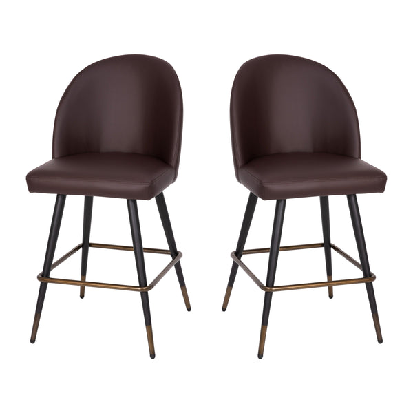 Brown LeatherSoft |#| Commercial Grade 26inch Armless Stools with Contoured Backs in Brown LeatherSoft