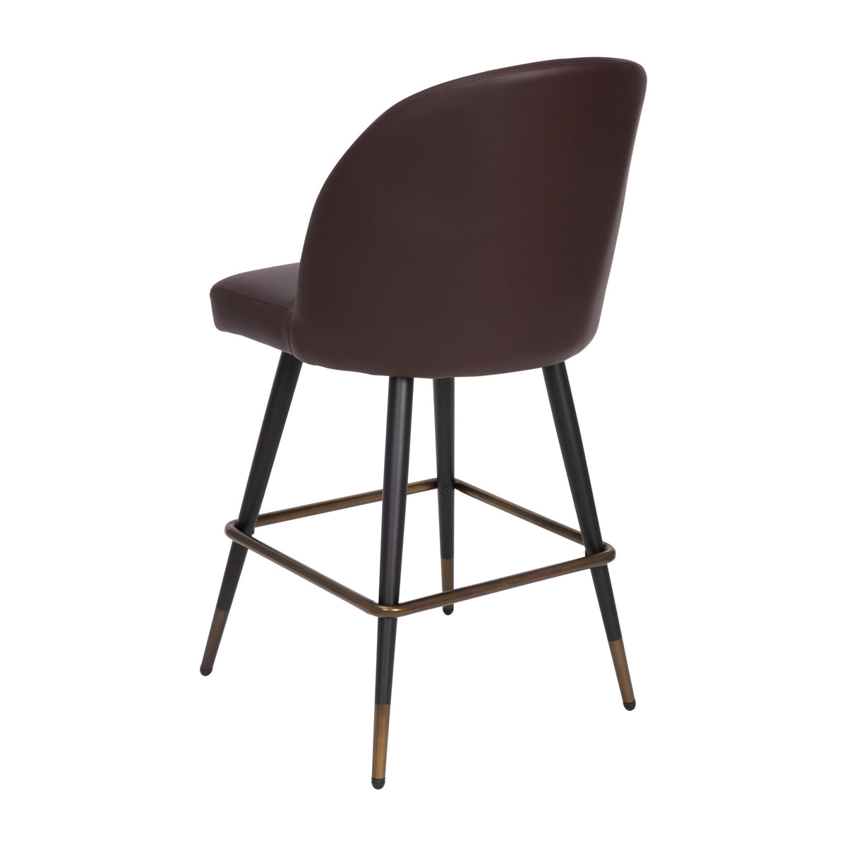 Brown LeatherSoft |#| Commercial Grade 26inch Armless Stools with Contoured Backs in Brown LeatherSoft