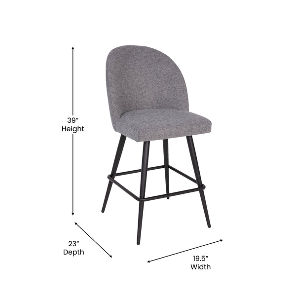 Gray Faux Linen |#| Commercial Grade 26inch Armless Stools with Contoured Backs in Gray Faux Linen