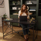 Black Wood Grain Parsons Desk with Oil Rubbed Bronze Metal X-Frame