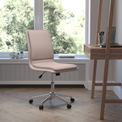 Madigan Mid-Back Armless Swivel Task Office Chair with Upholstery and Adjustable Metal Base