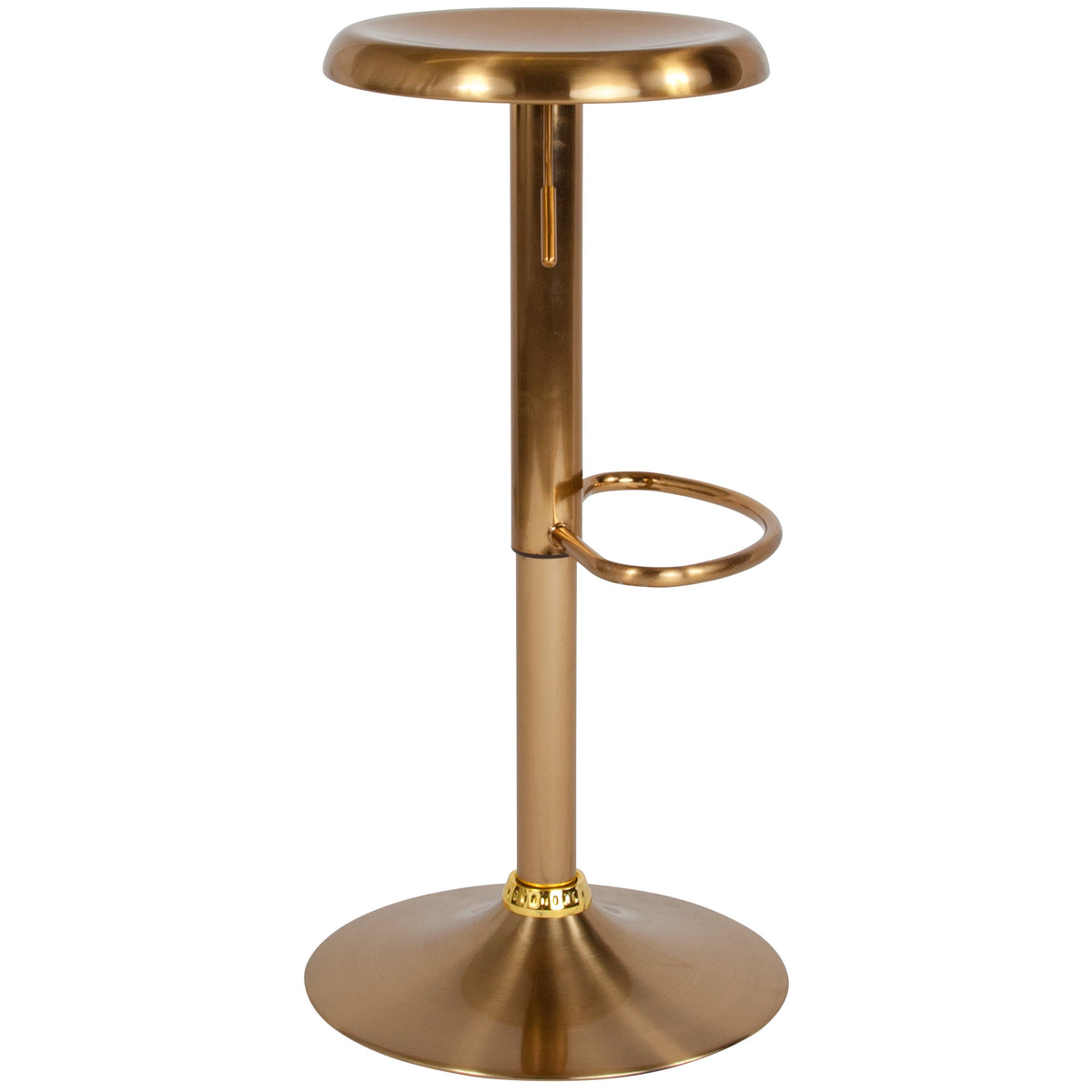 Gold |#| Adjustable Height Retro Barstool with Ergonomic Molded Seat in Gold Finish