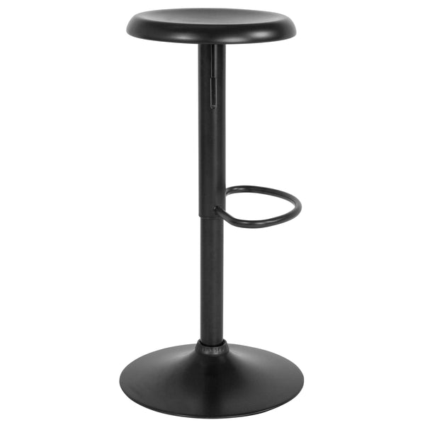 Black |#| Adjustable Height Retro Barstool with Ergonomic Molded Seat in Black Finish