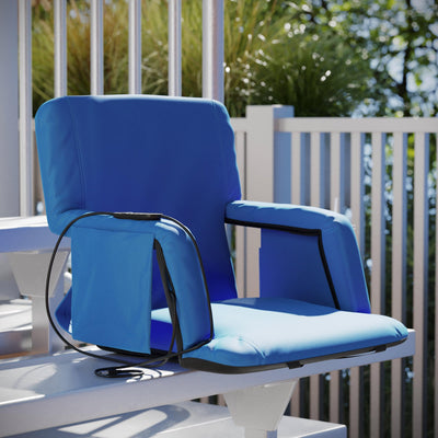 Malta Portable Heated Reclining Stadium Chair with Armrests, Heated Padded Back & Heated Seat with Dual Storage Pockets and Backpack Straps - View 2