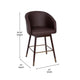 Brown |#| Commercial 26inch Mid-Back Counter Stool with Wood Legs - Brown LeatherSoft/Walnut