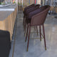 Brown |#| Commercial 30inch Mid-Back Barstool with Wooden Legs - Brown LeatherSoft/Walnut