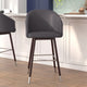 Gray |#| Commercial 30inch Mid-Back Barstool with Wooden Legs - Gray LeatherSoft/Walnut