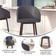 Gray |#| Commercial 26inch Mid-Back Counter Stool with Wood Legs - Gray LeatherSoft/Walnut