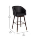 Black |#| Commercial 30inch Mid-Back Barstool with Wooden Legs - Black LeatherSoft/Walnut