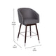 Gray |#| Commercial 26inch Mid-Back Counter Stool with Wood Legs - Gray LeatherSoft/Walnut