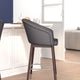 Gray |#| Commercial 26inch Mid-Back Counter Stool with Wood Legs - Gray LeatherSoft/Walnut