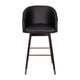 Black |#| Commercial 30inch Mid-Back Barstool with Wooden Legs - Black LeatherSoft/Walnut