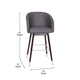 Gray |#| Commercial 30inch Mid-Back Barstool with Wooden Legs - Gray LeatherSoft/Walnut