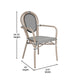 Black & White/Light Natural Frame |#| All-Weather Commercial Paris Chair with Arms and Natural Metal Frame-Black/White