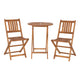 Indoor/Outdoor Acacia Wood Folding Table and 2 Chair Bistro Set in Natural