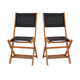 2PK All-Weather Acacia Wood Folding Bistro Chairs-Mesh Back/Seat-Natural/Black