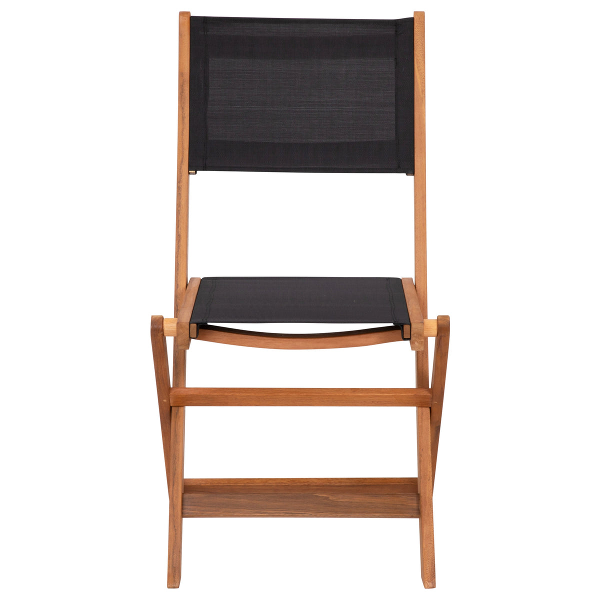 2PK All-Weather Acacia Wood Folding Bistro Chairs-Mesh Back/Seat-Natural/Black