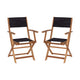 2PK All-Weather Acacia Wood and Mesh Folding Bistro Armchairs - Natural/Black