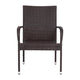 Espresso |#| Indoor/Outdoor Stacking Steel Framed Espresso Wicker Dining Armchairs - 4 Pack