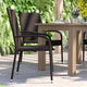 Espresso |#| Indoor/Outdoor Stacking Steel Framed Espresso Wicker Dining Armchairs - 4 Pack