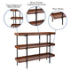 3 Shelf 35inchH Display Unit with Black Metal Frame in Rustic Wood Grain Finish