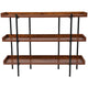 3 Shelf 35inchH Display Unit with Black Metal Frame in Rustic Wood Grain Finish