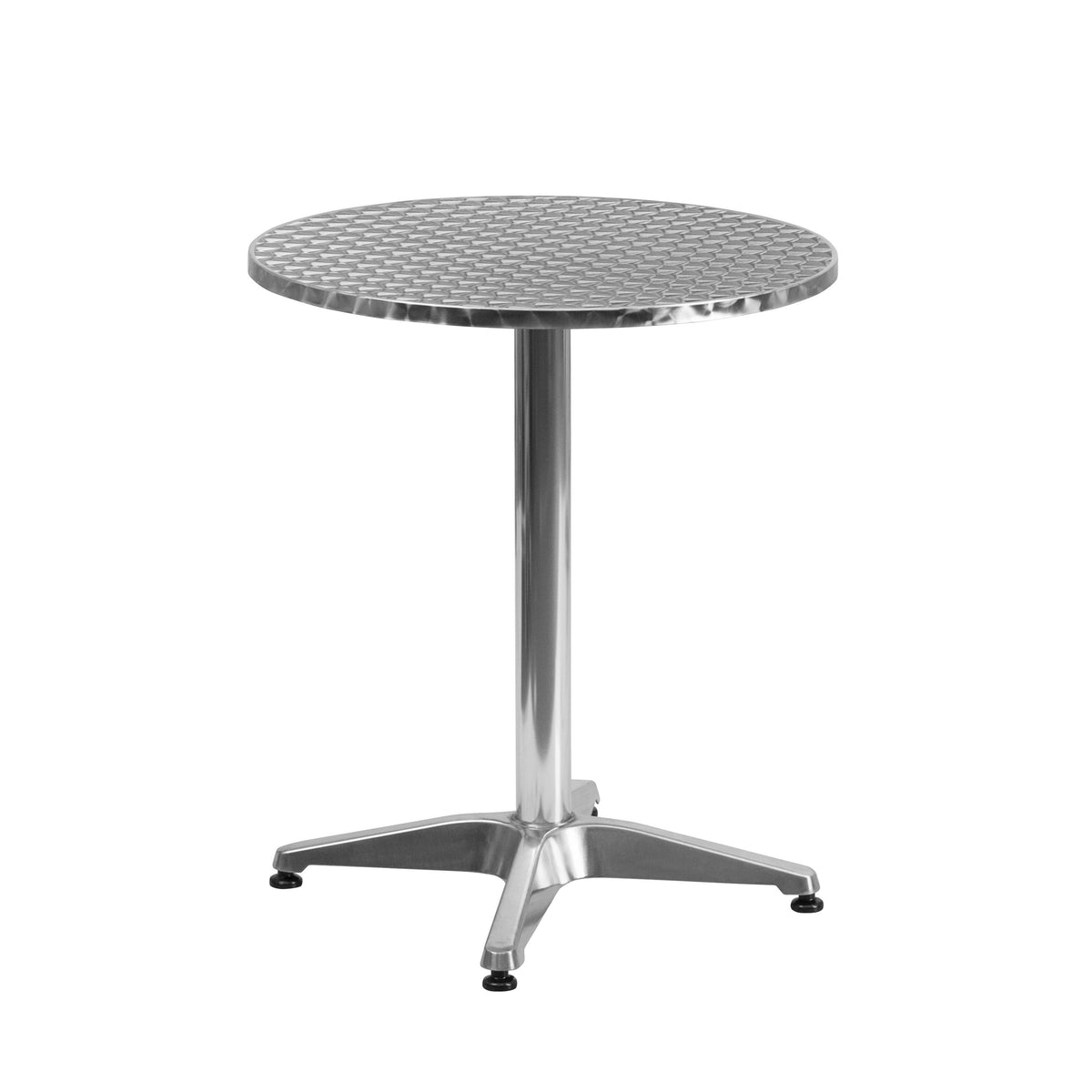 Aluminum |#| 23.5inch Round Aluminum Smooth Top Indoor-Outdoor Table with Base