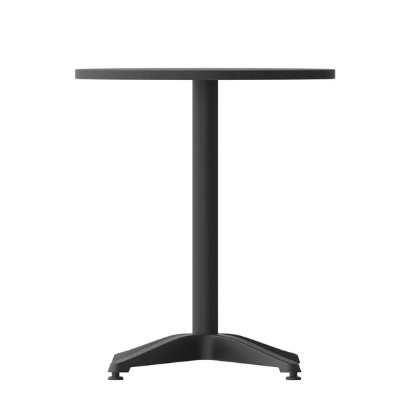 Black |#| 23.5inch Round Metal Smooth Top Indoor-Outdoor Table with Base - Black