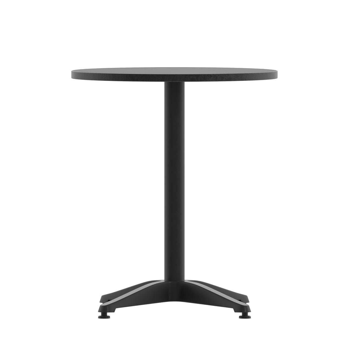 Black |#| 23.5inch Round Metal Smooth Top Indoor-Outdoor Table with Base - Black