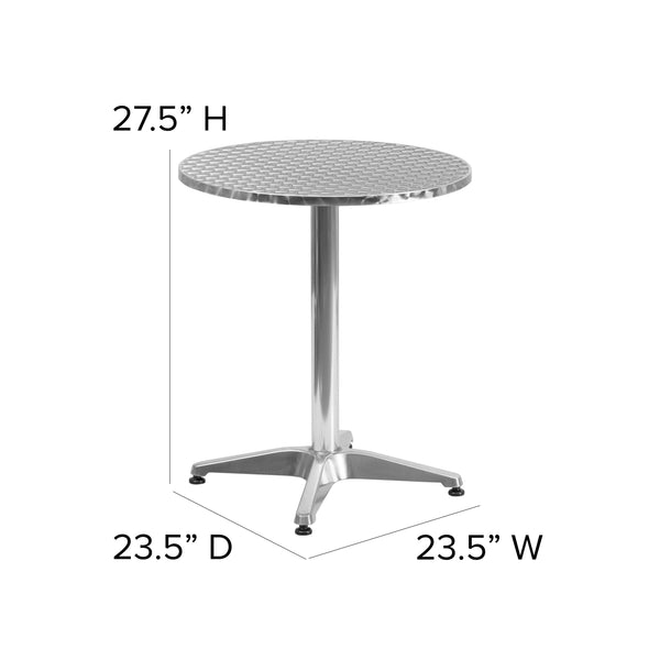 Black |#| 23.5inch Round Metal Smooth Top Indoor-Outdoor Table with Base - Black