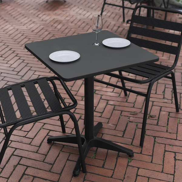 Black |#| 23.5inch Square Metal Smooth Top Indoor-Outdoor Table with Base - Black