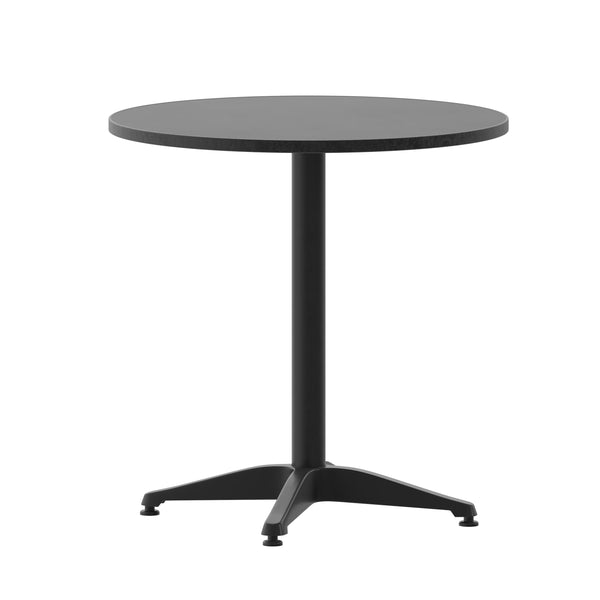 Black |#| 27.5inch Round Metal Smooth Top Indoor-Outdoor Table with Base - Black