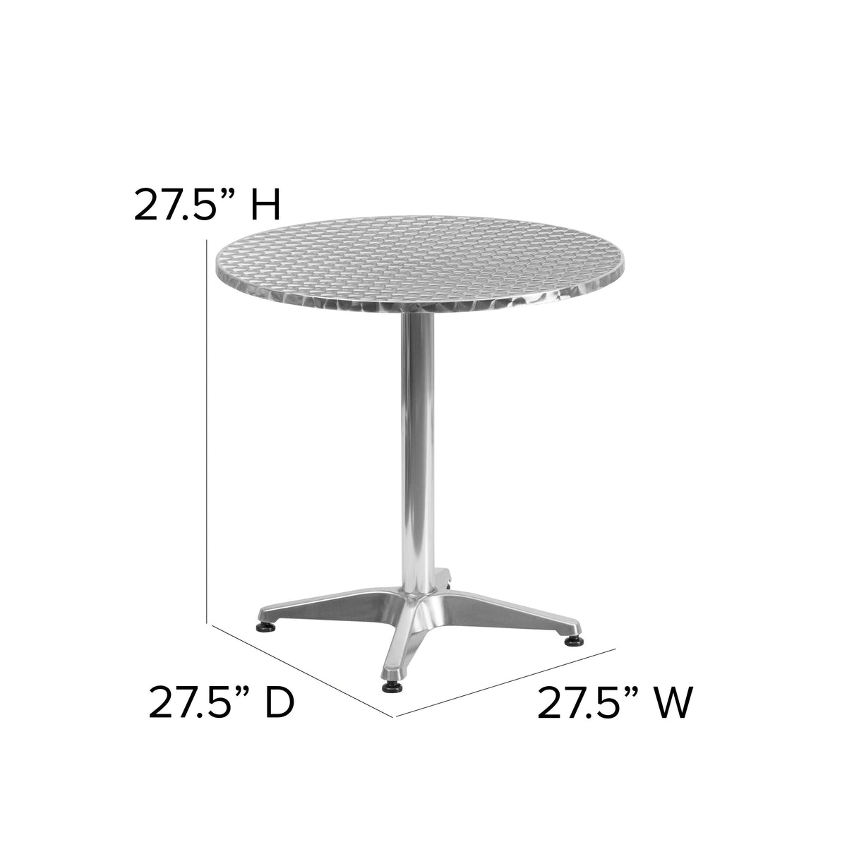 Aluminum |#| 27.5inch Round Aluminum Smooth Top Indoor-Outdoor Table with Base