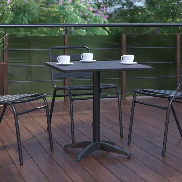 Black |#| 27.5inch Square Metal Smooth Top Indoor-Outdoor Table with Base - Black