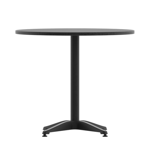 Black |#| 31.5inch Round Metal Smooth Top Indoor-Outdoor Table with Base - Black