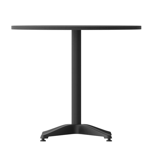 Black |#| 31.5inch Round Metal Smooth Top Indoor-Outdoor Table with Base - Black