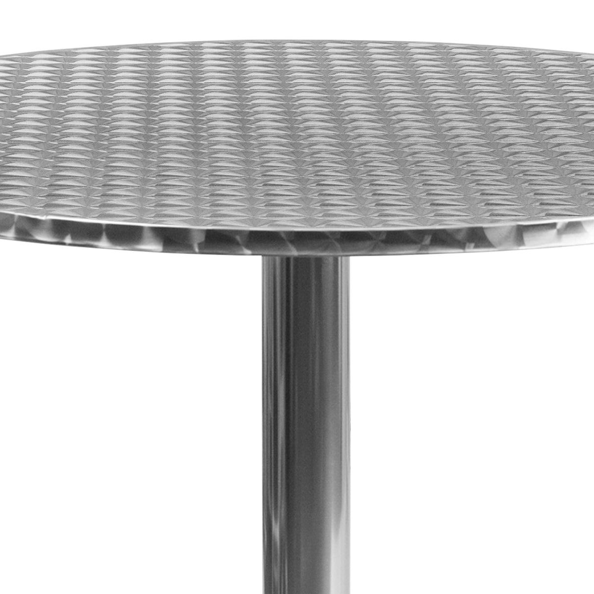 Aluminum |#| 31.5inch Round Aluminum Smooth Top Indoor-Outdoor Table with Base