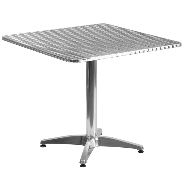 Aluminum |#| 31.5inch Square Aluminum Smooth Top Indoor-Outdoor Table with Base