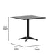 Black |#| 31.5inch Square Metal Smooth Top Indoor-Outdoor Table with Base - Black