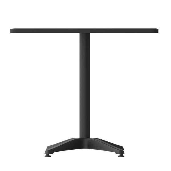 Black |#| 31.5inch Square Metal Smooth Top Indoor-Outdoor Table with Base - Black