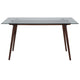 Clear Top/Walnut Frame |#| 31.5inch x 55inch Rectangular Solid Walnut Wood Table with Clear Glass Top