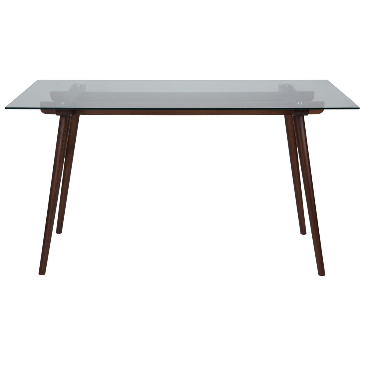 Clear Top/Walnut Frame |#| 31.5inch x 55inch Rectangular Solid Walnut Wood Table with Clear Glass Top