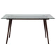 Clear Top/Espresso Frame |#| 31.5inch x 55inch Rectangular Solid Espresso Wood Table with Clear Glass Top