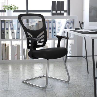 Mesh Side Reception Chair with Chrome Sled Base