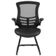 Black LeatherSoft/Mesh |#| Black Mesh Sled Base Side Reception Chair with LeatherSoft Seat and Flip-Up Arms