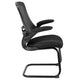 Black Mesh |#| Black Mesh Sled Base Side Reception Chair with Flip-Up Arms-Office Waiting Room